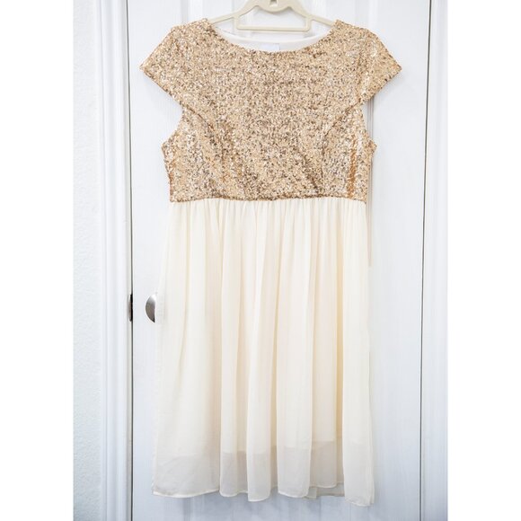 ASOS Maternity Gold Sequin and Ivory Midi Party Dress, size 14 - Picture 2 of 8